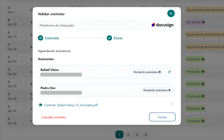 Tela do Personaliza: aditivo digital gerado a partir da escolha, com assinatura eletrônica